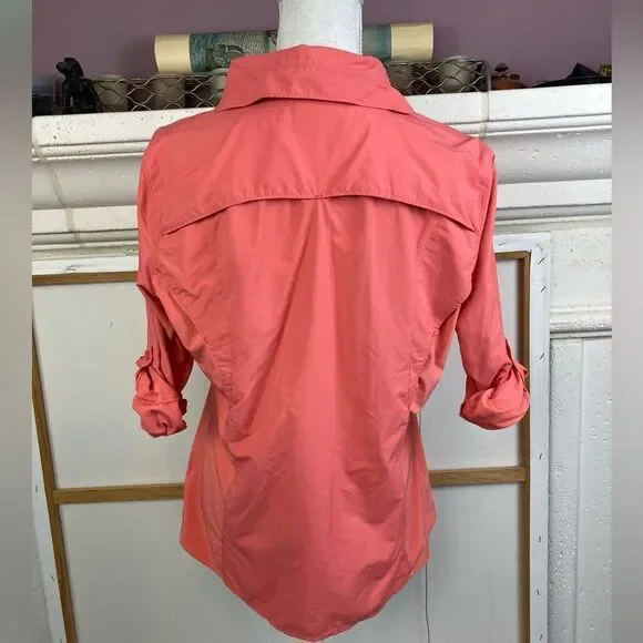 Ascend Coral Button-Up Outdoor Sport Shirt w/ netting lining and zip side pocket - Picture 4 of 15
